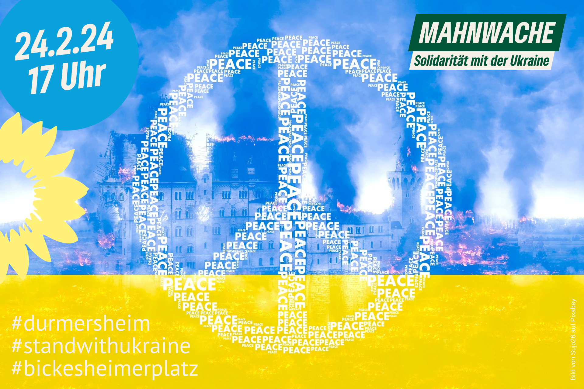 Mahnwache Solidarität mit der Ukraine in Durmersheim B90/Grüne - BuG - CDU - FWG - SPD